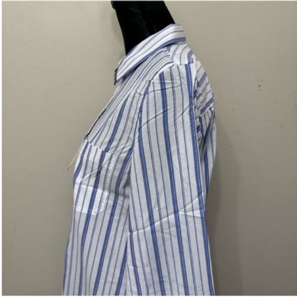 NWT UNTUCKit Women’s PERSE Blue and White Striped Button Down Shirt Size 6 - Picture 5 of 10